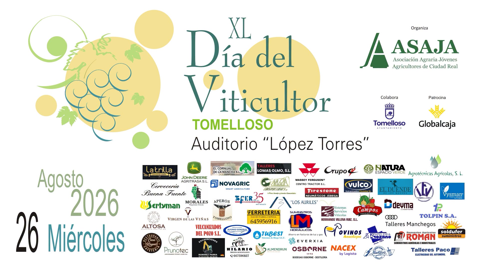 Celebración de los 40 Años de ASAJA este Miércoles 26 en el Auditorio López Torres a las 12:00 h