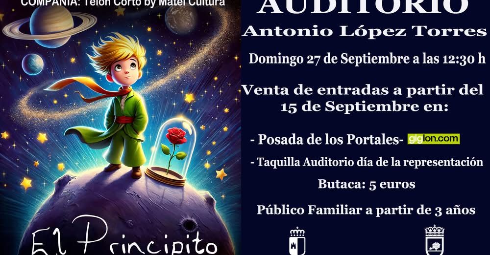 El Área de Cultura presenta ‘El Principito’ en el programa de Artes Escénicas 2026-27 este 27 de septiembre