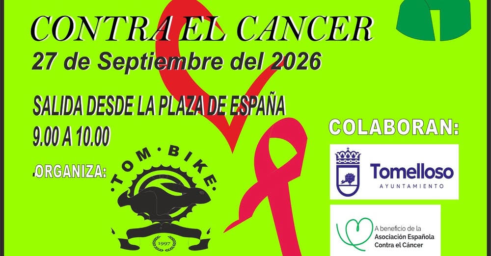 El Club Tom Bike y Ayuntamiento de Tomelloso Organizan Ruta Solidaria BTT a Beneficio de la AECC para Combatir el Cáncer