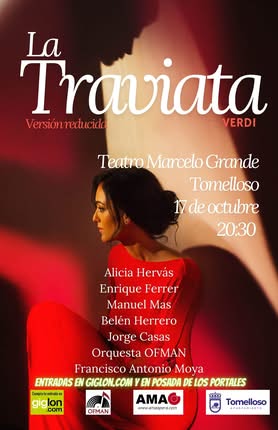 La Traviata de Verdi iluminará la noche en el Festival de Ópera La Mancha Ópera Fest organizado por AMAO y el Área de Cultura, el sábado 17 de octubre a las 20:30